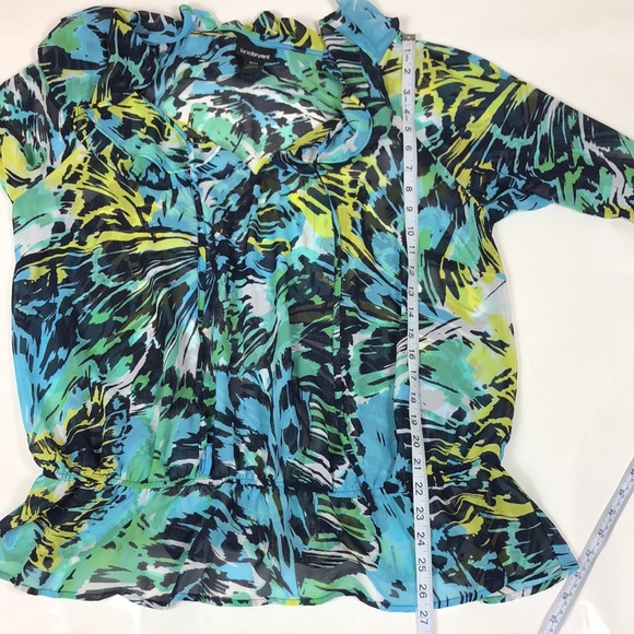 Lane Bryant Sheer Floral Print String Tie, Tier Ruffled Collar Blouse Size 18/20 - Picture 13 of 13